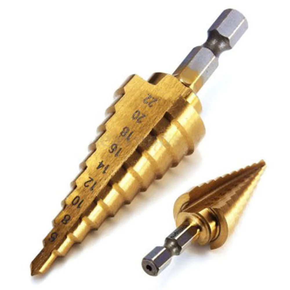 

Hole Step Drill Sheet Metal 6.35mm High Quality Titanium Cone Cutter 75mm High Speed Steel