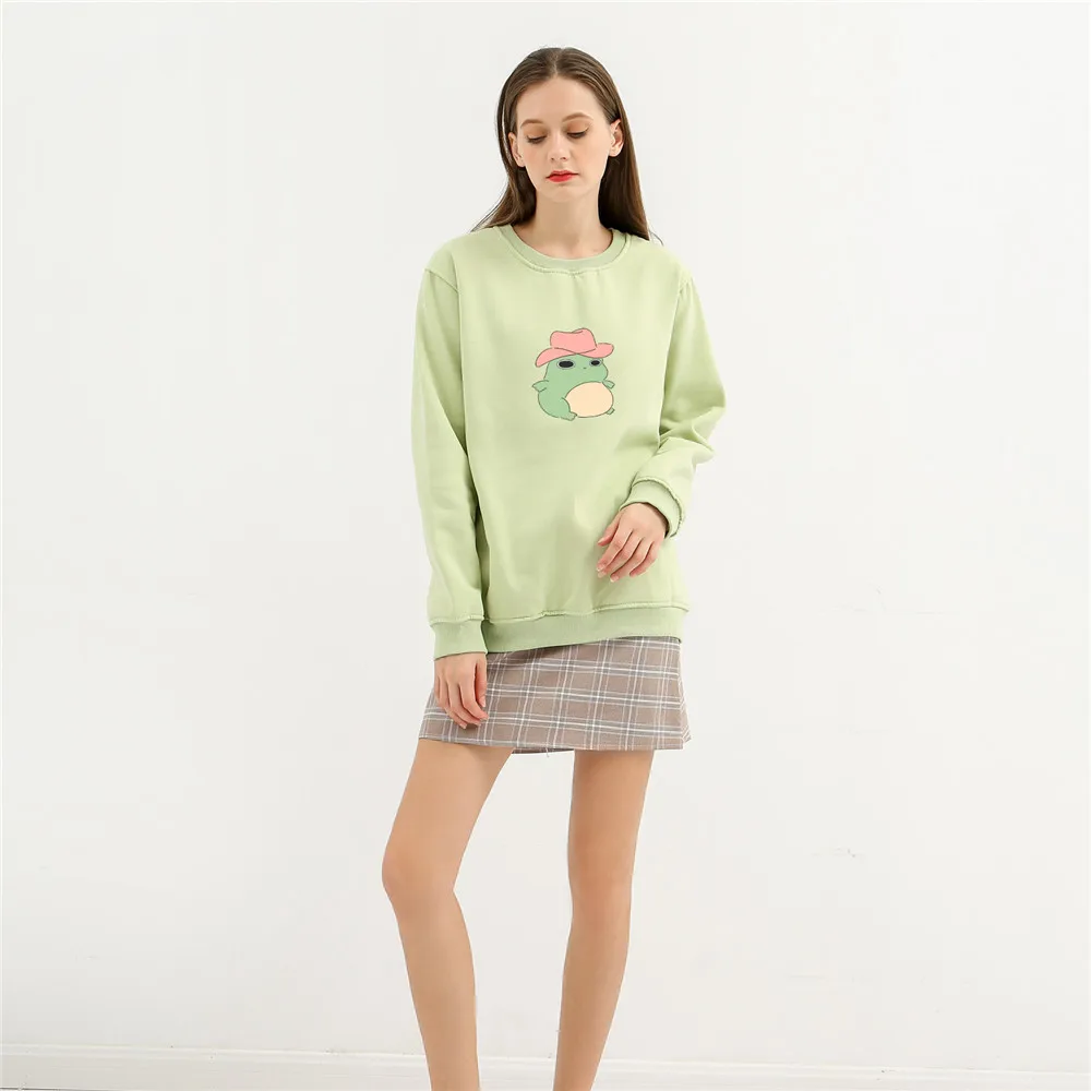 

Женская Толстовка Оверсайз, с принтом в виде лягушки, осенне-зимняя, фиолетовая