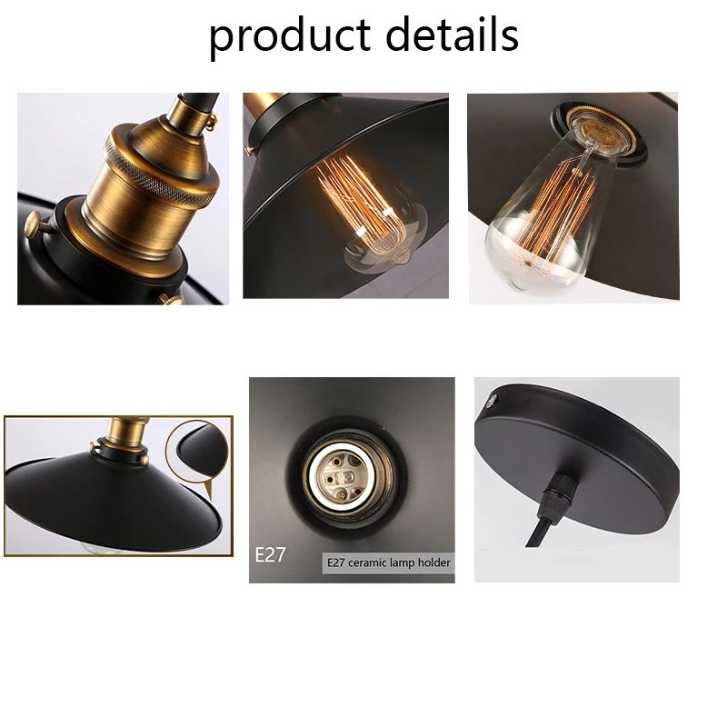 

Nordic Retro Pendant Light Industrial Loft Vintage Hanging Lamp Iron E27 Holder Edison Lamp Restaurant Bar Home Lighting Fixture