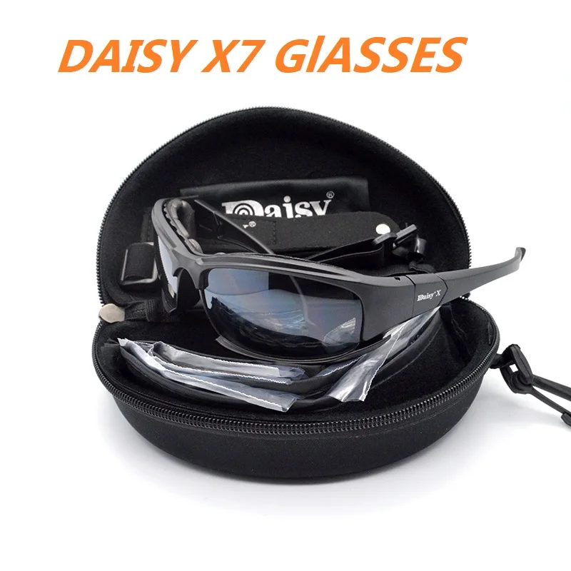 Купи Outdoor Eyewear Tactical Airsoft Daisy X7 Glasses Polarized Men Army Shooting Goggles Camping Hiking Cycling Sunglasses 4 Lens за 299 рублей в магазине AliExpress