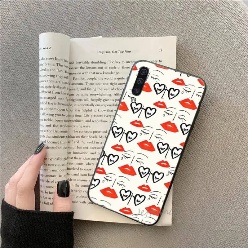 

Sexy Red Lips pink Case Phone Case For Samsung galaxy S note 7 8 9 10 20 fe edge A 6 10 20 30 50 51 70 lite plus Soft Silicone
