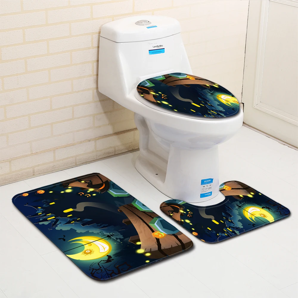 Коврик для ванной на Хэллоуин с ведьмой тыквой фонариком декоративный коврик