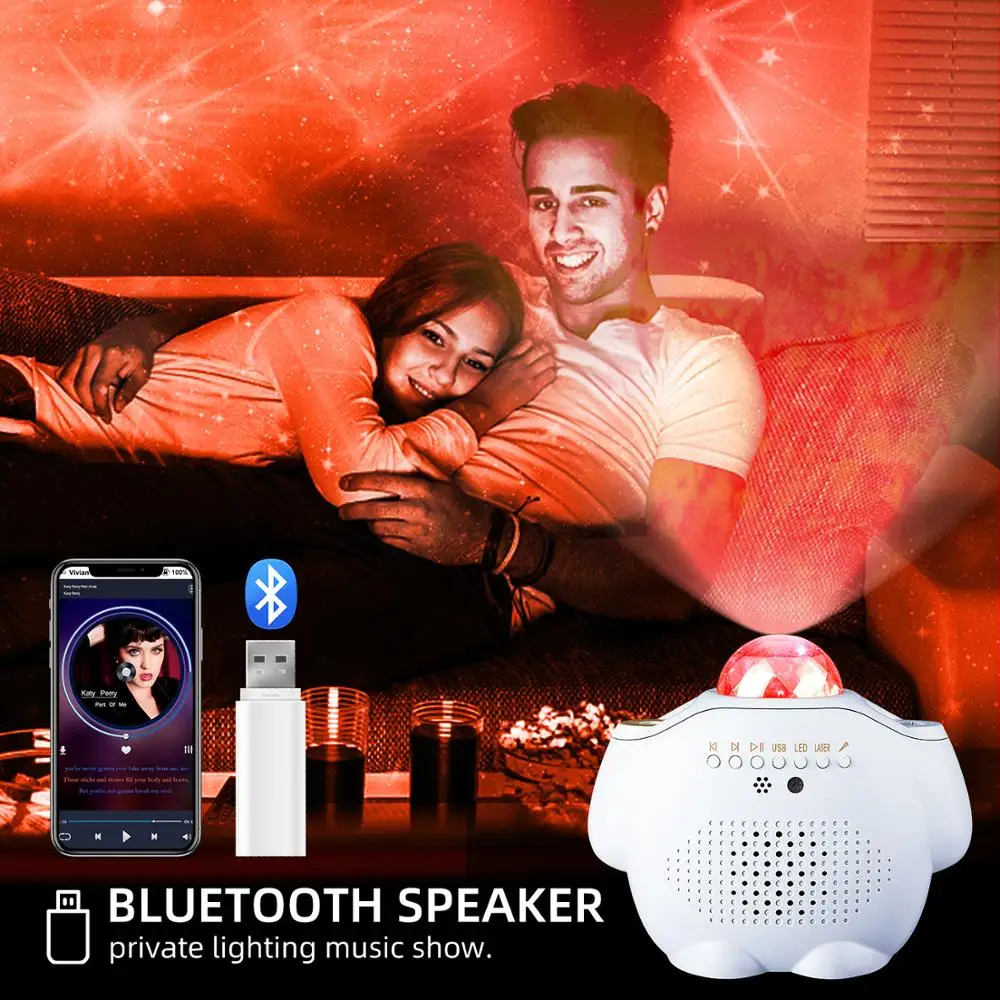 Bluetooth Звездный проектор, светодиодная лампа-Туманность с управлением, воспроизведение музыки, таймер, Галактический ночник, проектор для де... от AliExpress RU&CIS NEW