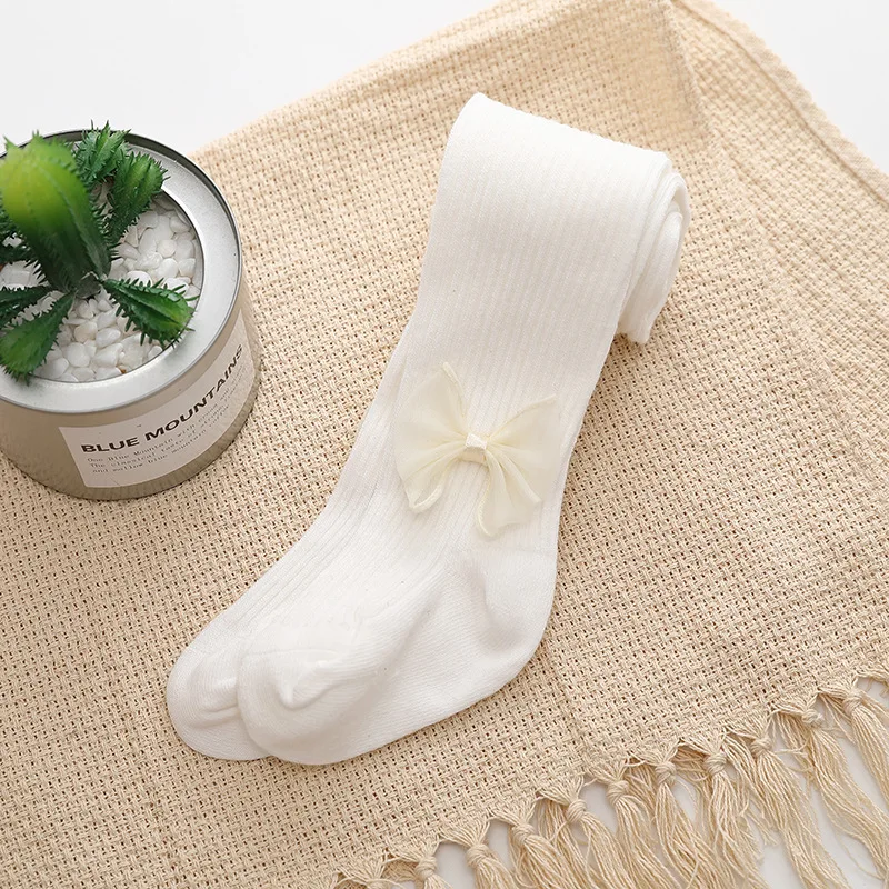 

Winter Spring Autumn Children Bowknot Tights Cotton Baby Girls Pantyhose Kids Infant Knitted Collant Tights for Girls 0-6Years