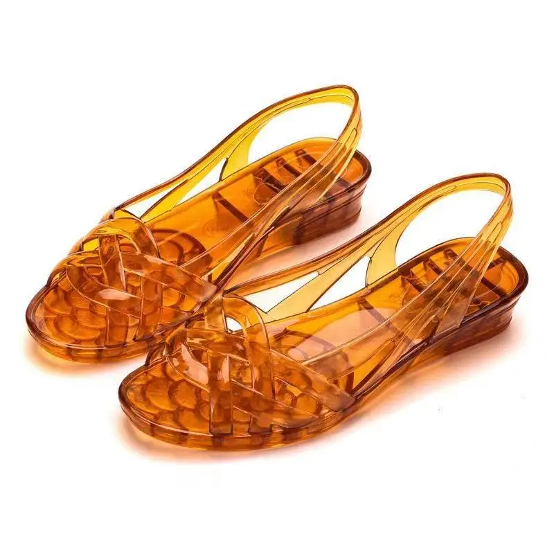 2021 New Arrival Fashion Slides Womens Jelly Shoes Transparent Sandals Anti-slip Round Female Casual Shoes Woman Sandals Flats
