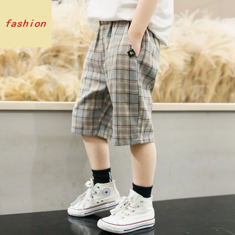 Pantalones cortos informales para ni&ntilde;os, ropa de verano, pantalones cortos holgados de cinco puntos con celos&iacute;a fina-1