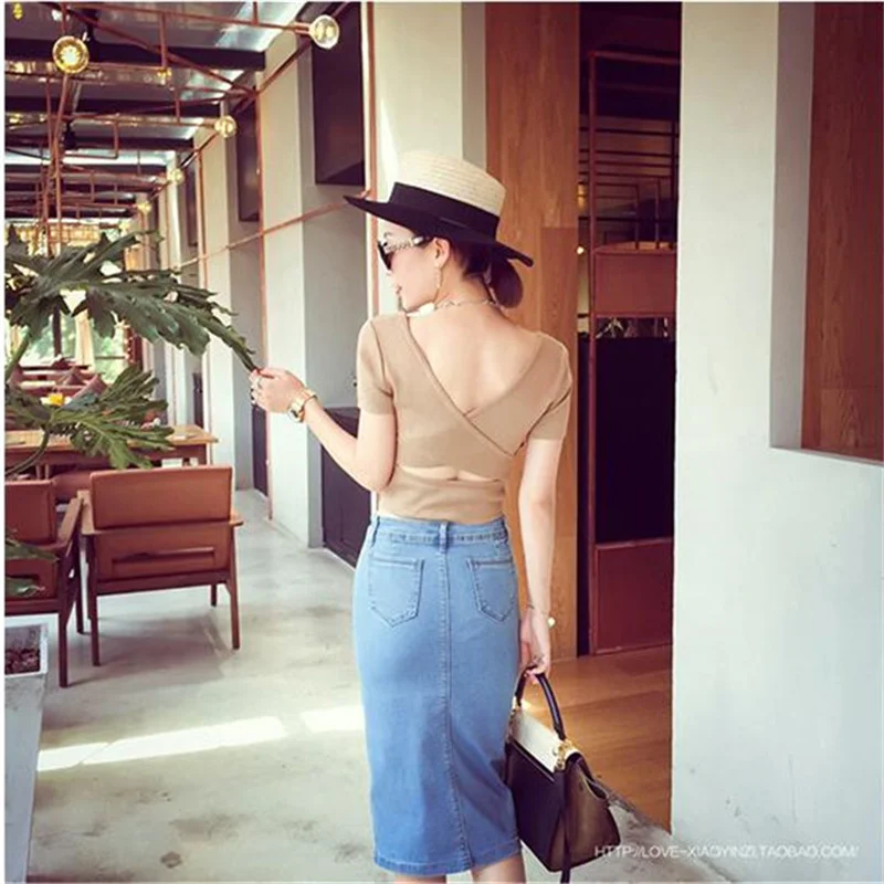 Европа Стиль Для женщин джинсовая юбка карандаш плюс Размеры Высокая Талия