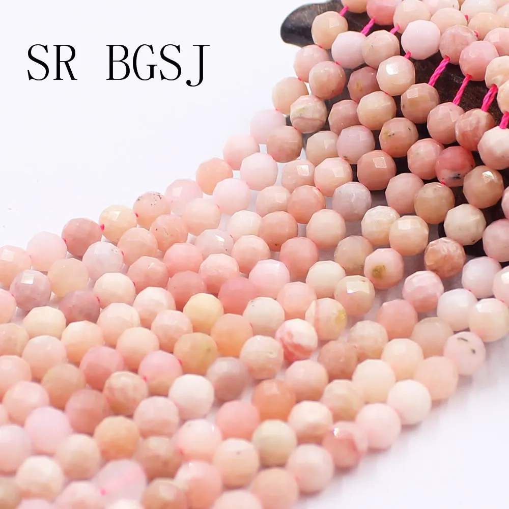 Бесплатная доставка 6 мм граненый розовый опал круглые ювелирные аксессуары