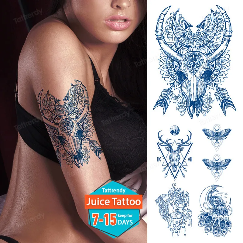 

temporary tattoo juice ink natural long lasting arm sleeve tattoo body painting anime dragon totem women men tatoo fake transfer