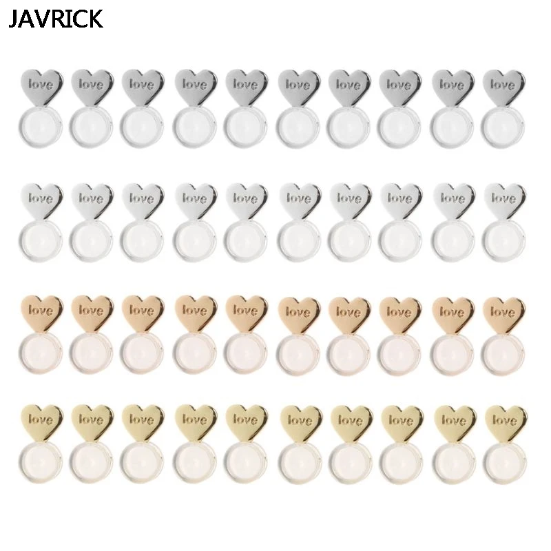 10 шт. серьги гвоздики с сердечками регулируемые гипоаллергенные|Ювелирная