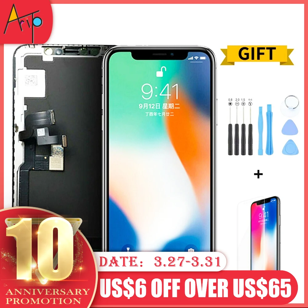 Светодиодный экран HD для iPhone x xr xs ЖК-экран с 3D сенсорным экраном дигитайзер в