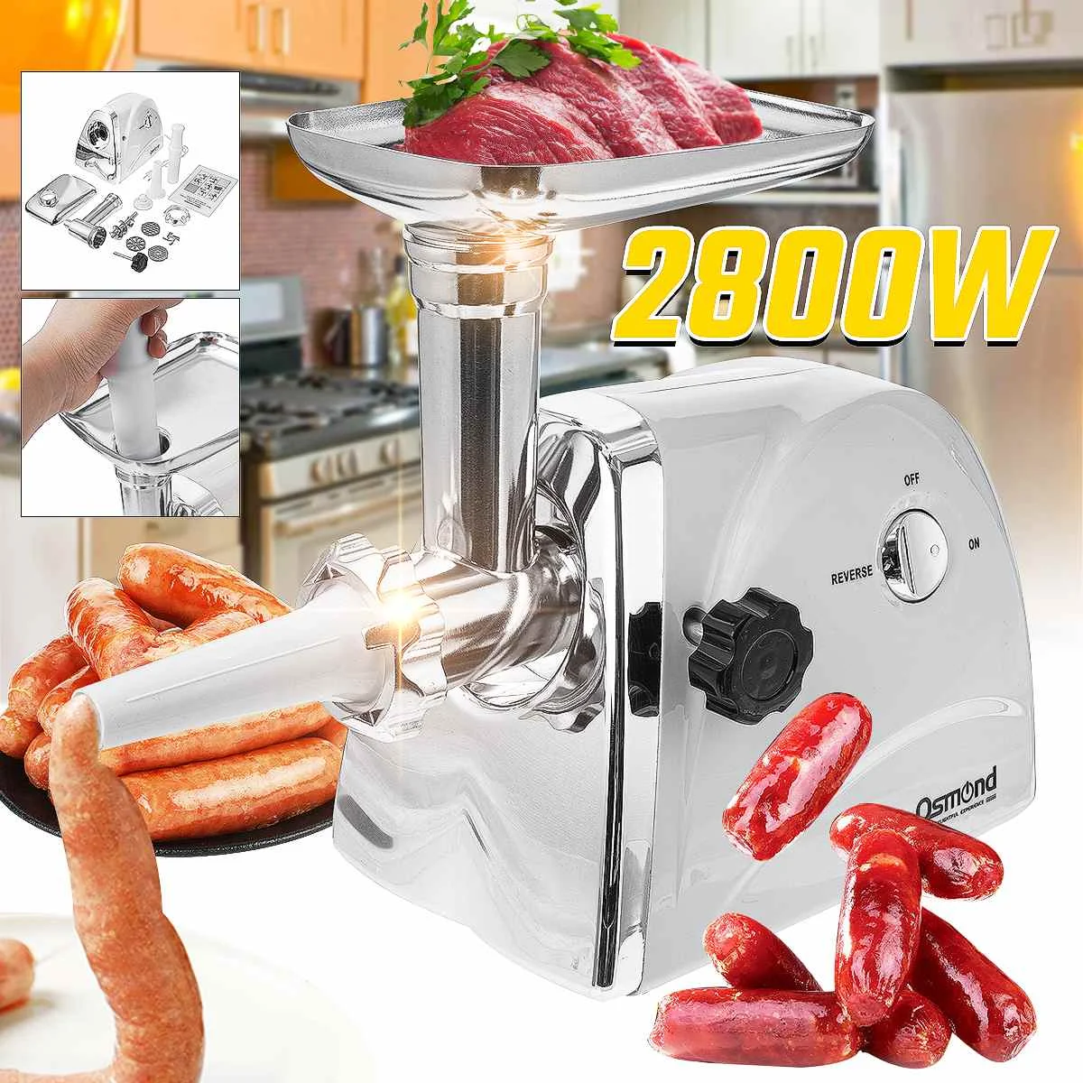 

Электрические мясорубки Osmond, 2800 Вт, из нержавеющей стали