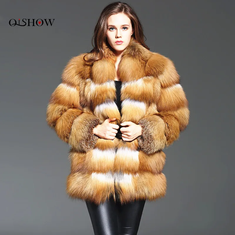 Женская шуба из натурального меха лисы зимняя куртка для женщин размера плюс