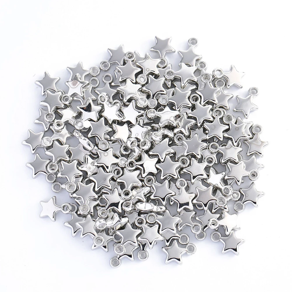 100 шт. 9 мм CCB Подвески из бусин в форме звезды золотой серебряный цвет Пластиковые