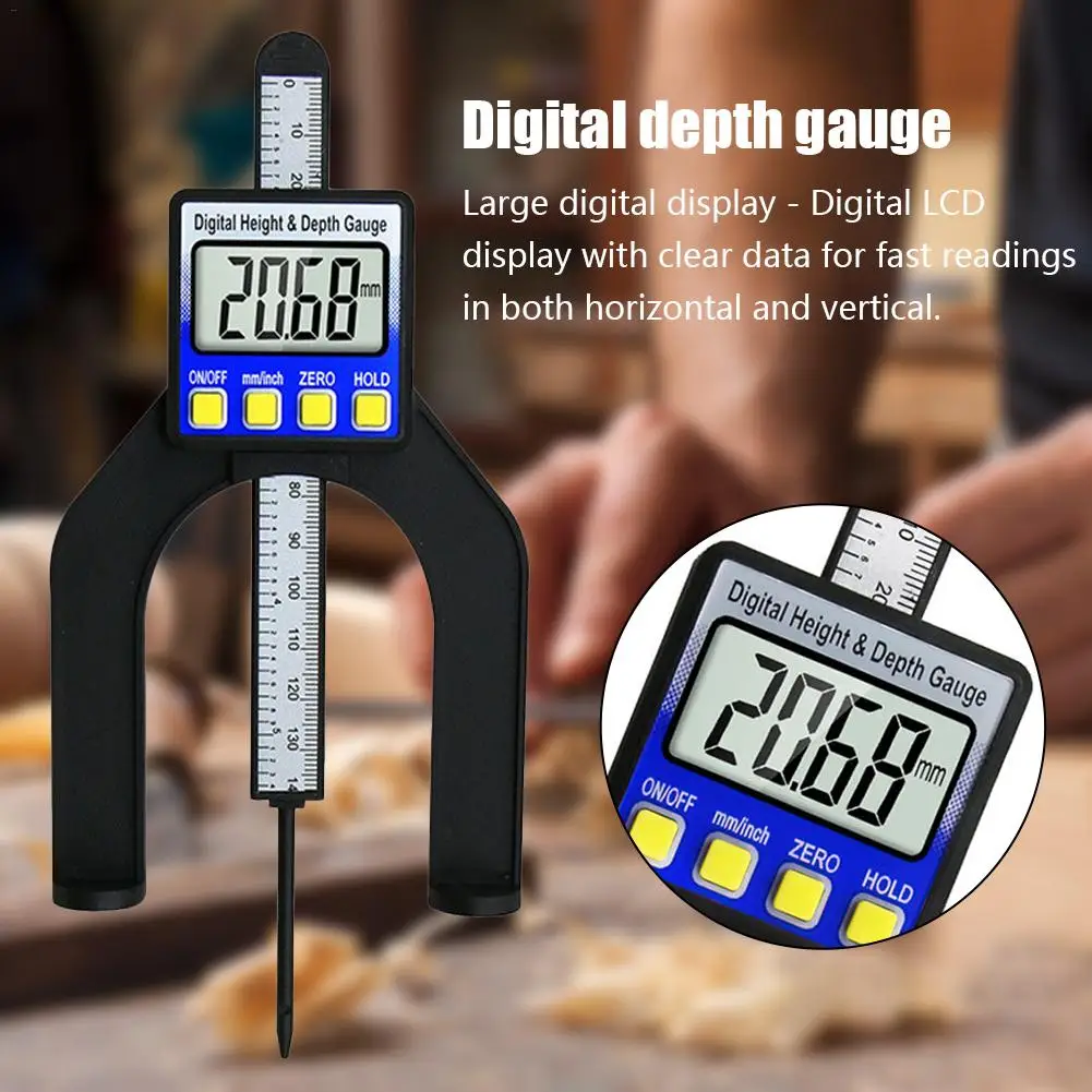 

0-80MM Digital Depth Gauge LCD Height Gauges Calipers With Magnetic Feet Router Tables Woodworking Measuring Tool