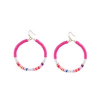 multi color polymer beads colorful soft ceramic acrylic pearl dangle drop earrings for women hoop earrings jewelry wholesale