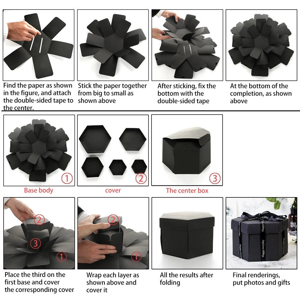 DIY Свадебная подарочная коробка, взрывная коробка, коробка-сюрприз, креативные фото наклейки в альбом на День святого Валентина, подарок-сюрприз на день рождения