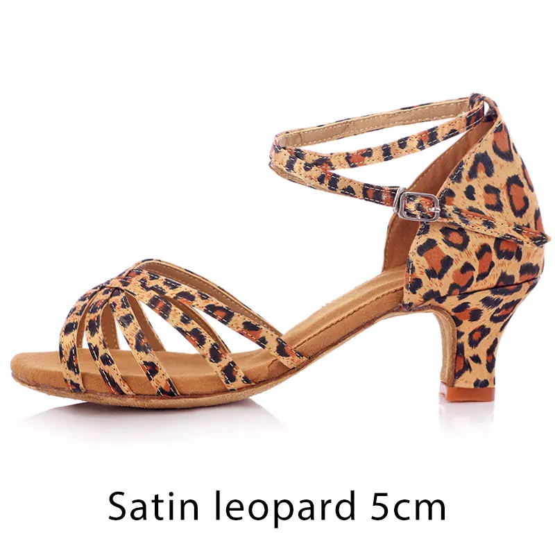 Satin leopard 5cm Новые женские туфли для латинских танцев женские туфли из искусственной кожи с леопардовой мягкой подошвой для бальных танцев, танго, сальсы и вечеринок танцевальные туфли на высоком каблуке 5 см/7 см - Цвет: Satin leopard 5cm