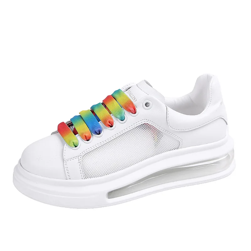 

McQueen Same Style Single Mesh Air Cushion White Shoes for Women 2021 Summer New Breathable Mesh Surface Sports Board Shoes