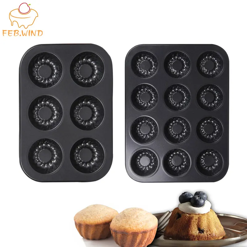 6/12 чашки мини Выпекание Пан/олова небольшой рифленая труба сковорода с