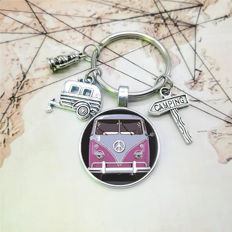 Новинка 2020 винтажный брелок Hippie Peace Sign Van Bus модный мужской и женский кошелек сумка