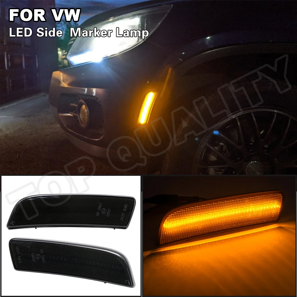 

For 2008-2017 VW Tiguan US Version LED Front Bumper Side Marker Light Smoked Lens Amber Replace OEM: 5N0945119A & 5N0945120A