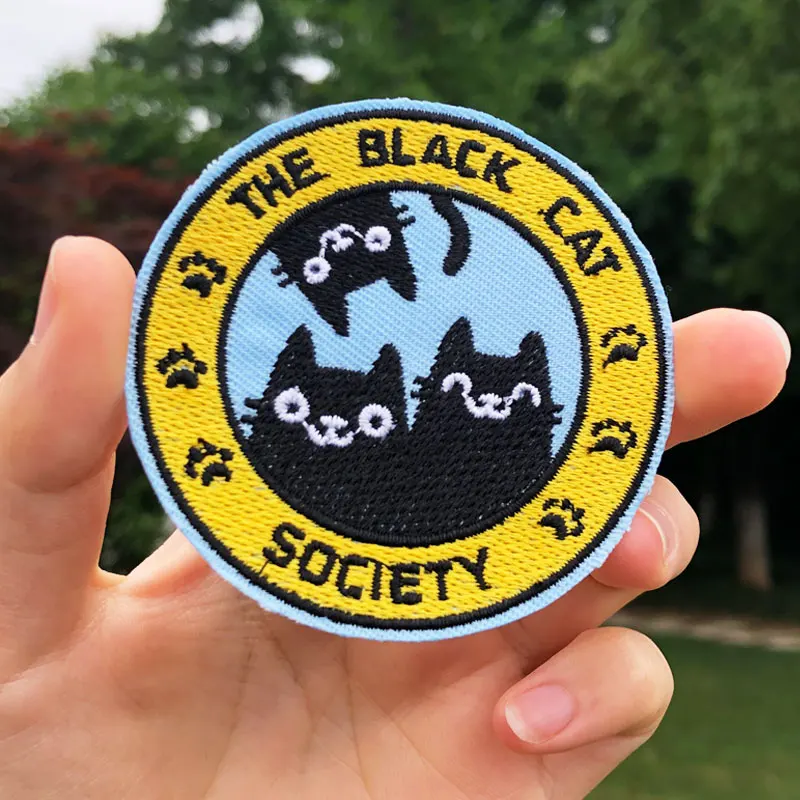 Мультяшные вышитые нашивки с котом для одежды термоклейкие Симпатичные полосы