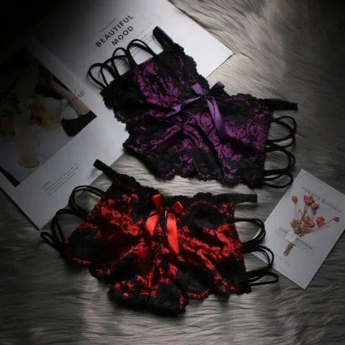 Сексуальные женские кружевные трусики стринги с перекрестными лямками цветами