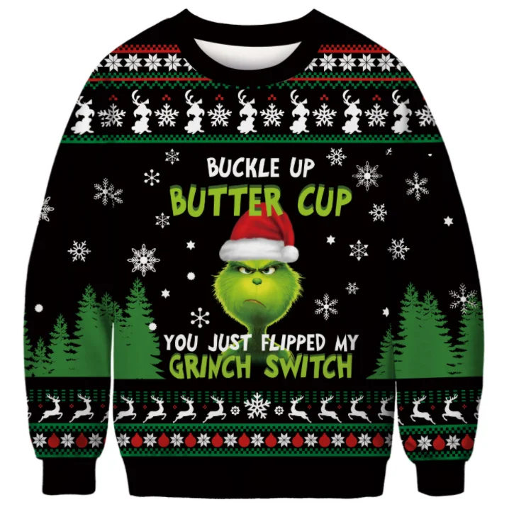 Рождественский пуловер с принтом из фильма вор новинка зеленый меховой монстр