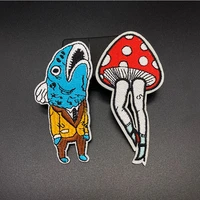 fish mushroom diy cartoon creativity badges embroidery patch applique ironing clothing supplies decorative patches for clothing