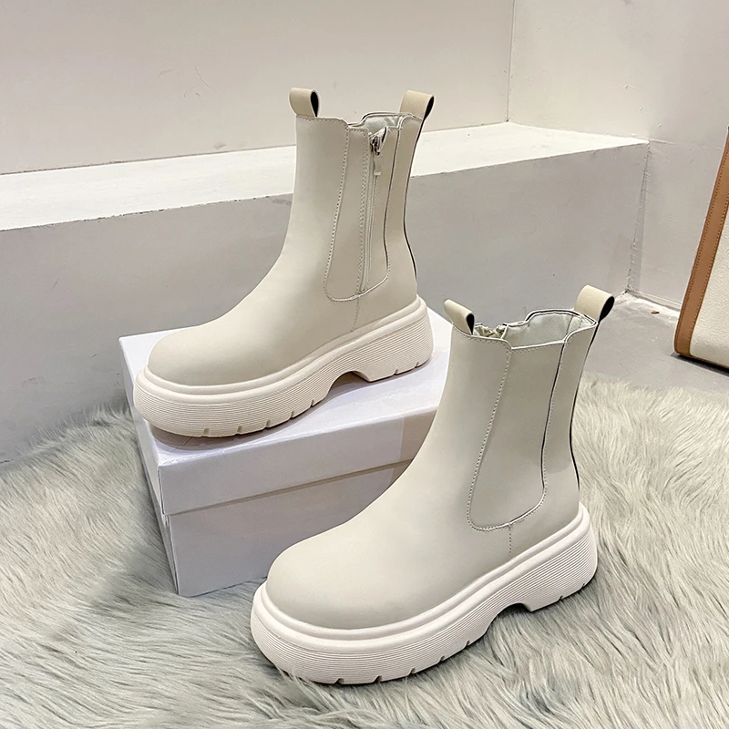 

Женские ботинки челси WHNB, черные замшевые ботильоны на массивной подошве, на платформе, Осень-зима 2021