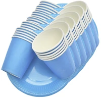 40pcs blue paper dessert plates cups disposable tableware for boys and girls birthday cutlery set baby shower bachelorette party