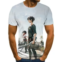 2021 new popular anime attack on titan print crew neck loose top short sleeve anime clothes gentlemanly design oversized t shirt