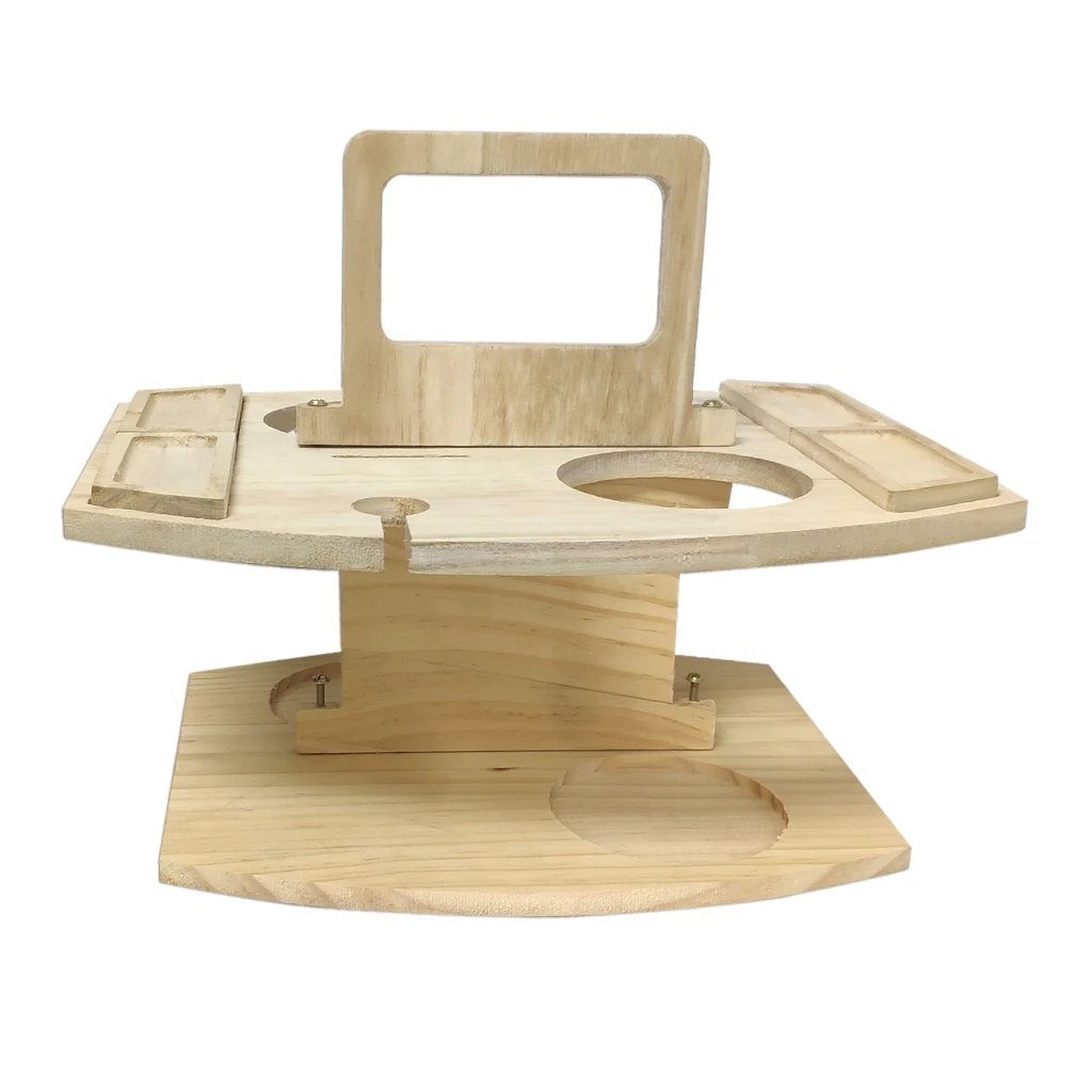 

Outdoor Wooden Picnic Table with Glass Holder, Wine Table, Small