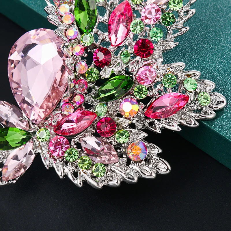 baiduqiandu New Arrival Beautiful Color Crystal Leaf Plant Large Decor Brooches Women Fashion Costume Dress Jewelry Accessories | Украшения