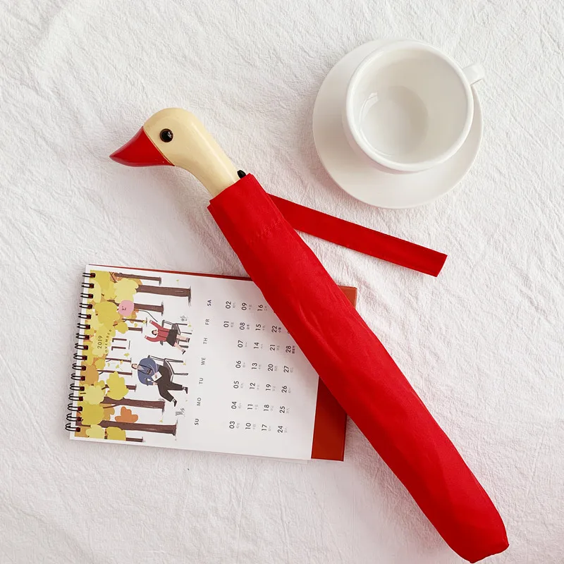 Творческий милый зонтик Sun Yellow Folding Duck Mouth Korea Parasol Sunscreen Black Coating Guarda Chuva Gift B65.