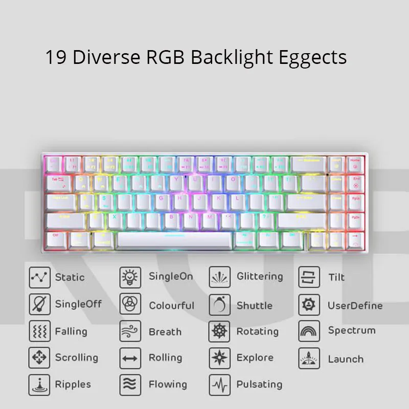 RK71 трехрежимная RGB подсветка популярная Беспроводная Bluetooth игровая механическая