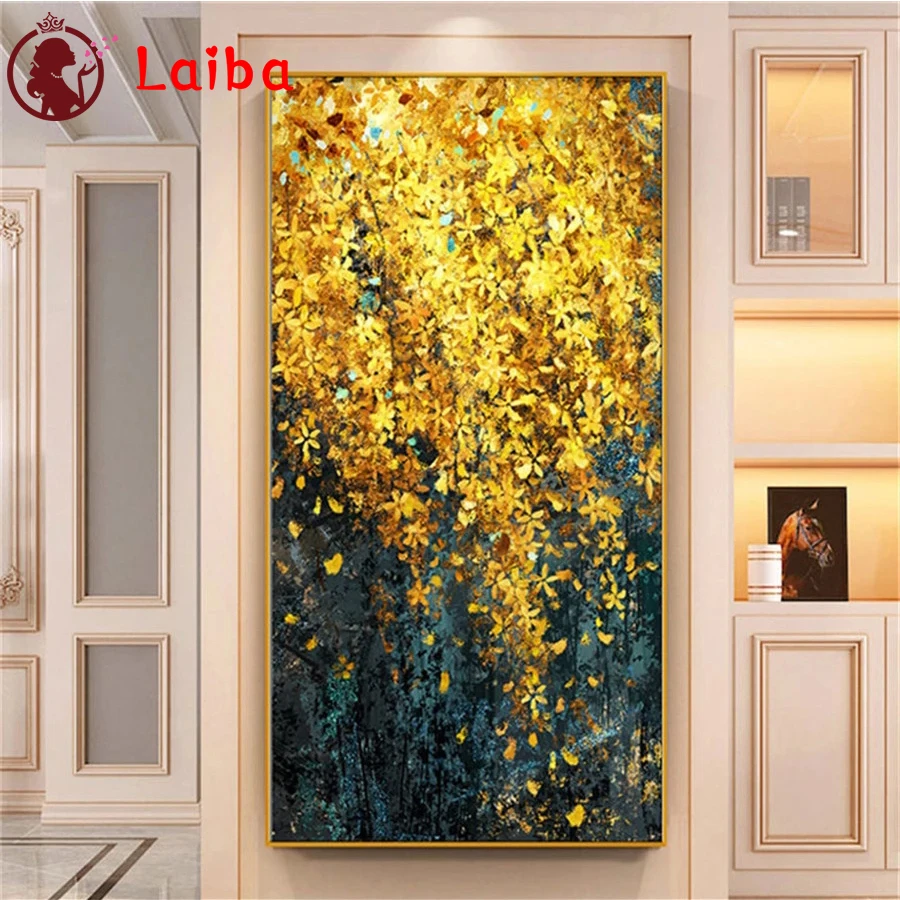 

Алмазная живопись, абстрактный пейзаж, золотой цветок, полная выкладка, квадратная вышивка, «сделай сам», алмазная вышивка крестиком, мозаика, Круглый Декор для дома