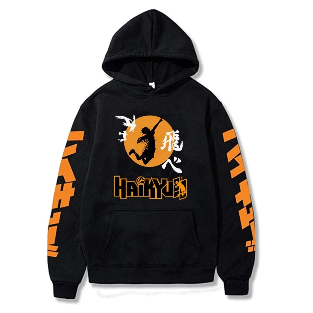 

New Anime Haikyuu Cosplay Men/Women Hoodie Jacket Karasuno Couples Drawstring Sweatshirt Fashion Retro Streetwear Unisex Top Tee