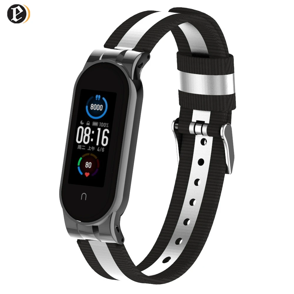 

Ремешок нейлоновый для Xiaomi Mi Band 6, браслет из нержавеющей стали для Mi Band 5 4 3