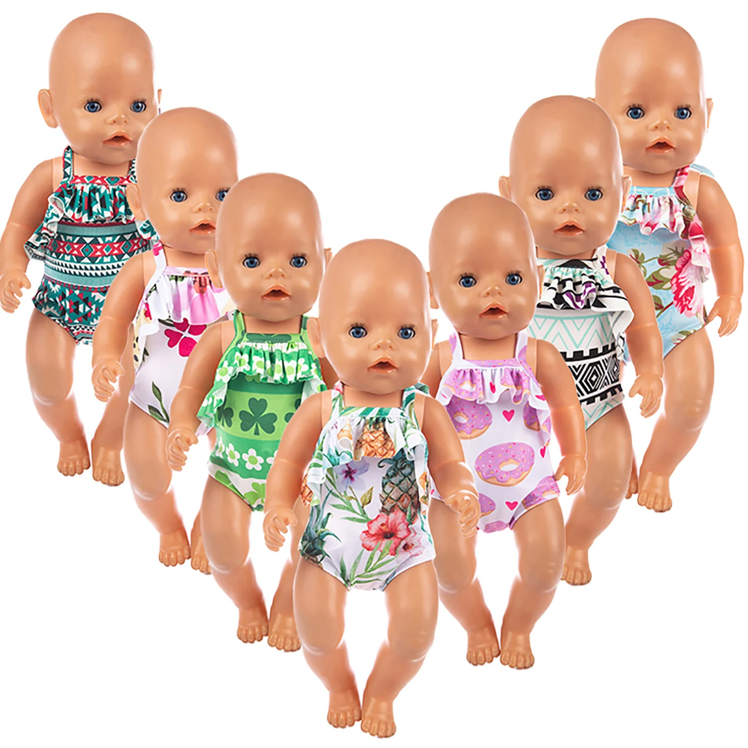 Hot Sale Doll Clothes Born Baby Fit 18 inch 43cm Neck-hung swimsuit suit For Acessories Birthday Gift | Игрушки и хобби