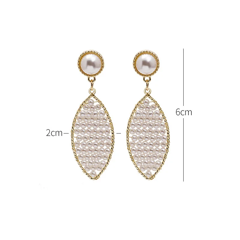 

2020 New Hand-Woven Pearl Earrings For Women Lover Geometric Gold Round Heart Drop Dangle Earring Korean Statement Jewelry