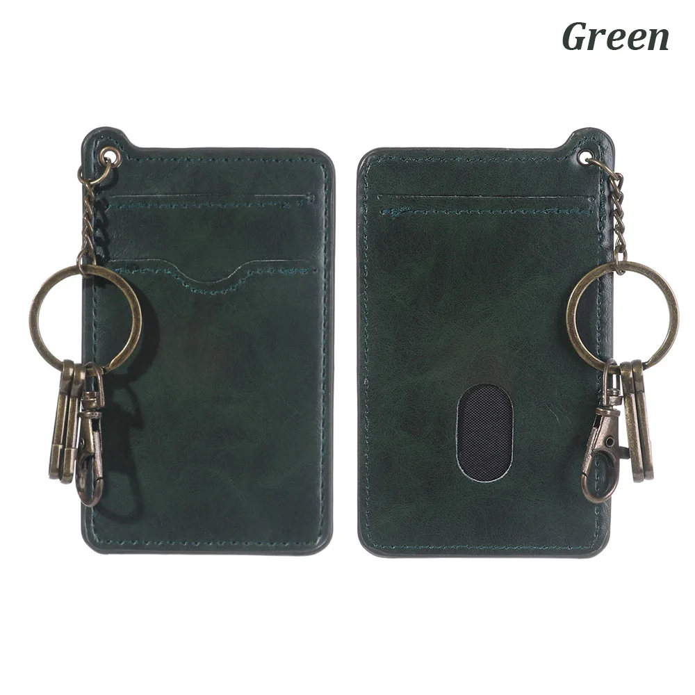 green Новинка, 1 шт., модные, новые, мужские, женские, мульти-карты, ретро, визитная карточка, искусственная кожа, ID, держатели для кредитных карт, брелок для ключей, однотонный - Цвет: green