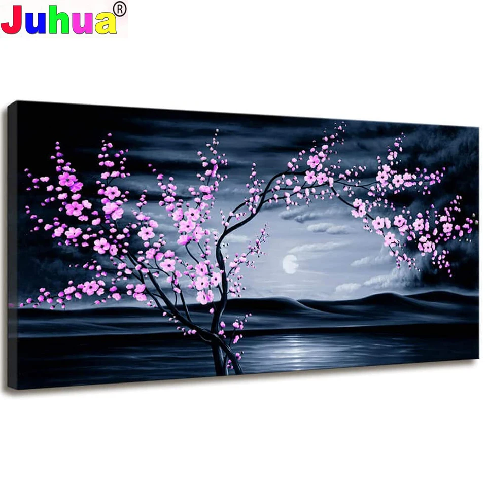 

Still Life Cherry Blossom Night Diamond Embroidery Sale Diamond Painting 5d DIY Diamond Mosaic Flower,full Square Round Drill,