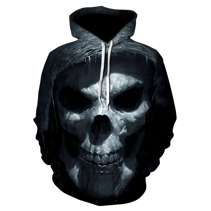 2019 new hot unisex sweatshirt 3d-printed flame skull hoodie pocket grey coat Men's casual Manufacturer promotion S-6XL |