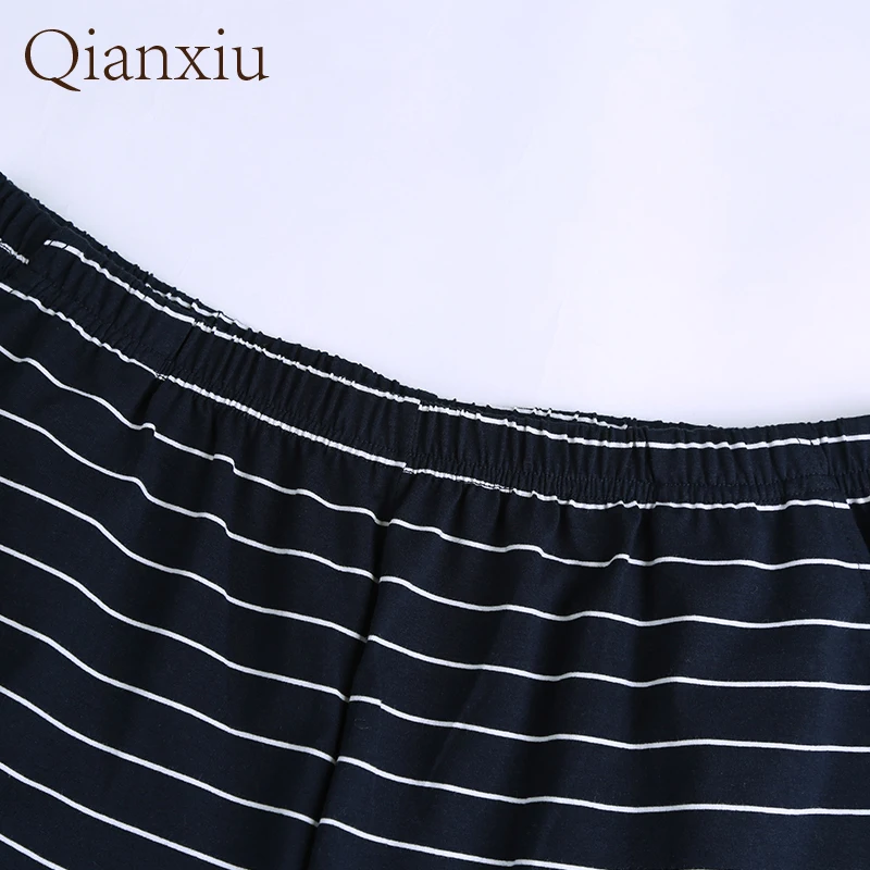 Summer Fashion Men's Navy Blue Striped Round Neck Pajamas Set Fashion Short-Sleeved Shorts Refreshing Home Clothes