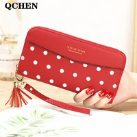 women long wallet clutch zipper tassel dot large capacity wallet female purse lady purses phone pocket five star card holder 566