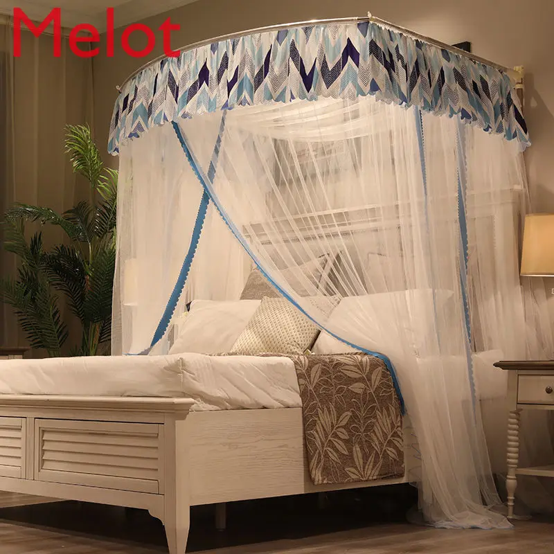 

Retractable U-Shaped Mosquito Net 1.8M Bed Household 1.5 M Bedroom Mosquito Net U-Shaped 2 Simple Ultra-Fine-Meshed Thickening