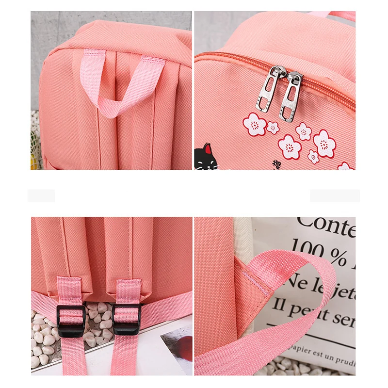 Женский рюкзак LADSOUL маленький свежий и милый школьный с кошкой школьная сумка для