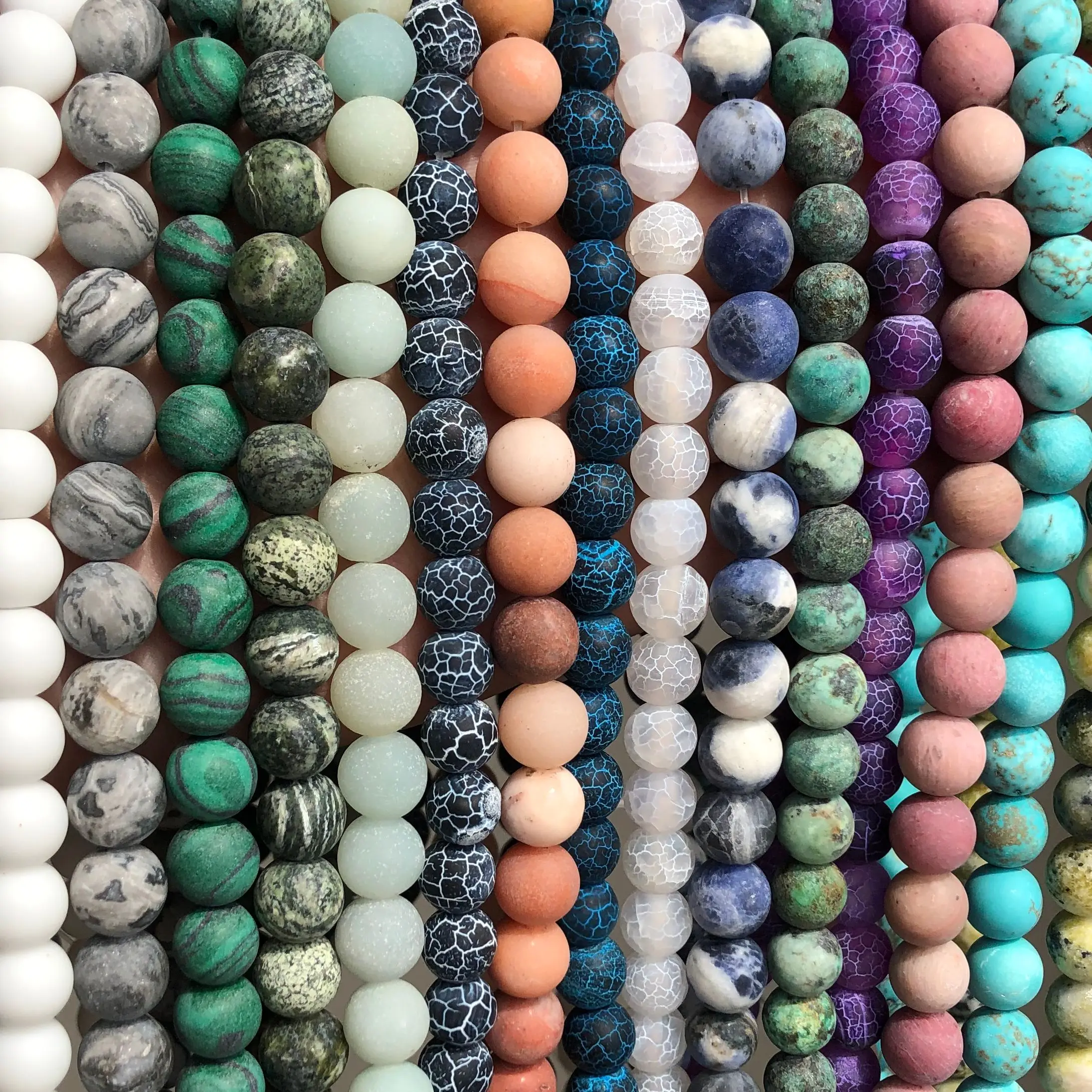 

Natural Matte Turquoises Crystal Agates Minerals Stone Beads for Jewelry Making DIY Handmade Charms Bracelet Accessories 15''